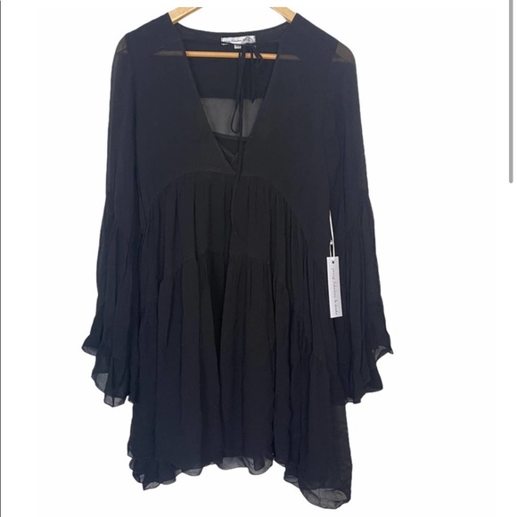 Young Fabulous & Broke Dresses & Skirts - Young fabulous & broke  black mini dress long sleeves NWT size L